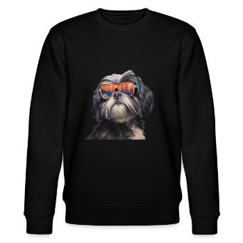Shih Tzu Cool - Shih Tzu Hund - Stanley/Stella Unisex Bio-Sweatshirt CHANGER  - Schwarz - Vorne - Nik (191cm) & Marisol (170cm)