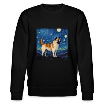 American Akita Sternennacht - Stanley/Stella Unisex Bio-Sweatshirt CHANGER  - Schwarz - Vorne - Nik (191cm) & Marisol (170cm)
