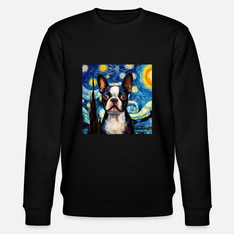Boston Terrier Sternennacht - Stanley/Stella Unisex Bio-Sweatshirt CHANGER  - Schwarz
