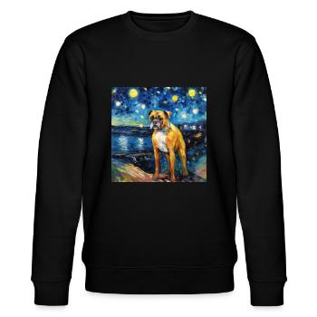Deutscher Boxer Sternennacht - Stanley/Stella Unisex Bio-Sweatshirt CHANGER  - Schwarz - Vorne - Nik (191cm) & Marisol (170cm)