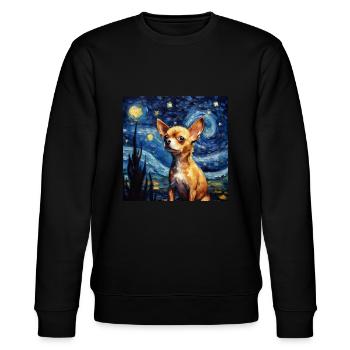 Chihuahua Sternennacht - Stanley/Stella Unisex Bio-Sweatshirt CHANGER  - Schwarz - Vorne - Nik (191cm) & Marisol (170cm)