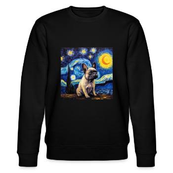 Bouledogue français Nuit étoilée - Sweat bio CHANGER Stanley/Stella Unisexe - noir - Devant - Nik (191cm) & Marisol (170cm)