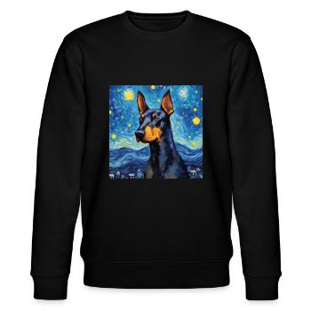 Dobermann Sternennacht - Stanley/Stella Unisex Bio-Sweatshirt CHANGER  - Schwarz - Vorne - Nik (191cm) & Marisol (170cm)