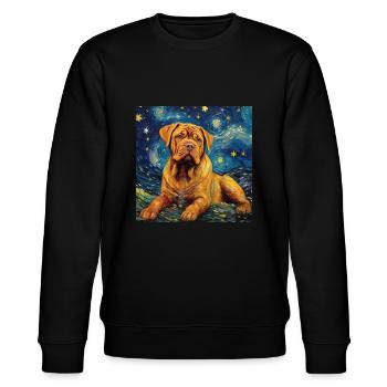 Bordeauxdogge Sternennacht - Stanley/Stella Unisex Bio-Sweatshirt CHANGER  - Schwarz - Vorne - Nik (191cm) & Marisol (170cm)