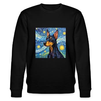 Dobermann Sternennacht - Stanley/Stella Unisex Bio-Sweatshirt CHANGER  - Schwarz - Vorne - Nik (191cm) & Marisol (170cm)
