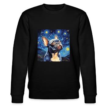 Bouledogue français Nuit étoilée - Sweat bio CHANGER Stanley/Stella Unisexe - noir - Devant - Nik (191cm) & Marisol (170cm)