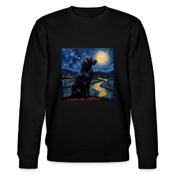 Flat Coated Retriever Sternennacht - Stanley/Stella Unisex Bio-Sweatshirt CHANGER  - Schwarz - Vorne - Nik (191cm) & Marisol (170cm)