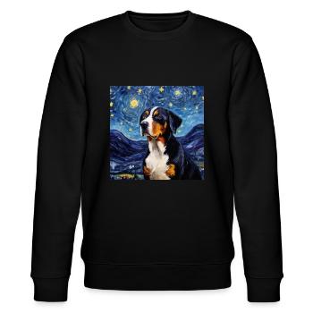Grosser Schweizer Sennenhund - Stanley/Stella Unisex Bio-Sweatshirt CHANGER  - Schwarz - Vorne - Nik (191cm) & Marisol (170cm)