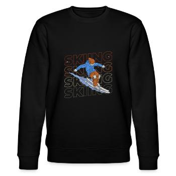 Snowboarden Sport Abfahrt Skiurlaub - Stanley/Stella Unisex Bio-Sweatshirt CHANGER  - Schwarz - Vorne - Nik (191cm) & Marisol (170cm)