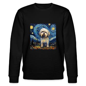 Lhasa Apso Sternennacht - Stanley/Stella Unisex Bio-Sweatshirt CHANGER  - Schwarz - Vorne - Nik (191cm) & Marisol (170cm)