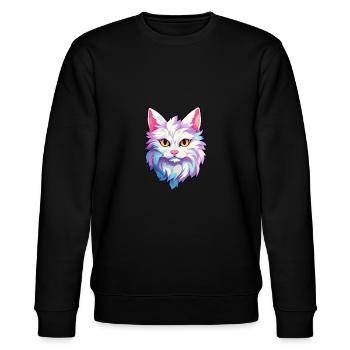 Turkish Angora Cat Breed Watercolor Cartoon Kawaii - Stanley/Stella CHANGER Unisex Organic Sweatshirt - black - Front - Nik (191cm) & Marisol (170cm)