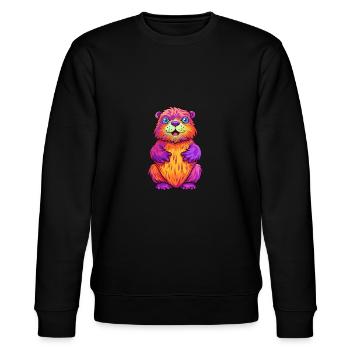 Biber buntes Aquarell Cartoon Kawaii Tier - Stanley/Stella Unisex Bio-Sweatshirt CHANGER  - Schwarz - Vorne - Nik (191cm) & Marisol (170cm)