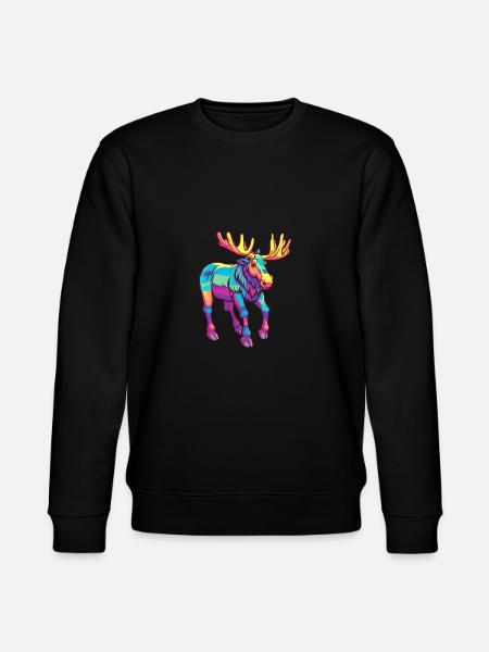 Elg farverig akvarel tegneserie Kawaii Animal - Stanley/Stella økologisk unisex-sweatshirt CHANGER  - sort