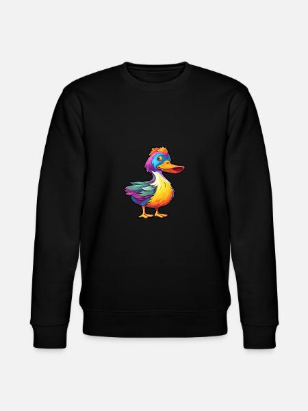 Duck Colorful Watercolor Cartoon Kawaii Animal - Stanley/Stella CHANGER Unisex Organic Sweatshirt - black