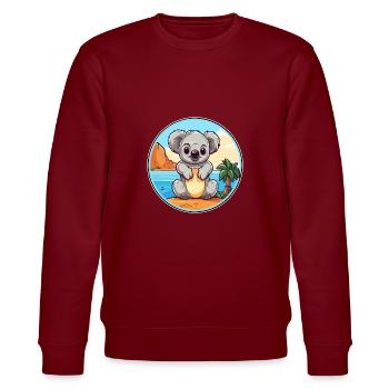 Koala Aquarell Cartoon Kawaii Clipart Tier - Stanley/Stella Unisex Bio-Sweatshirt CHANGER  - Burgunderrot - Vorne - Nik (191cm) & Marisol (170cm)