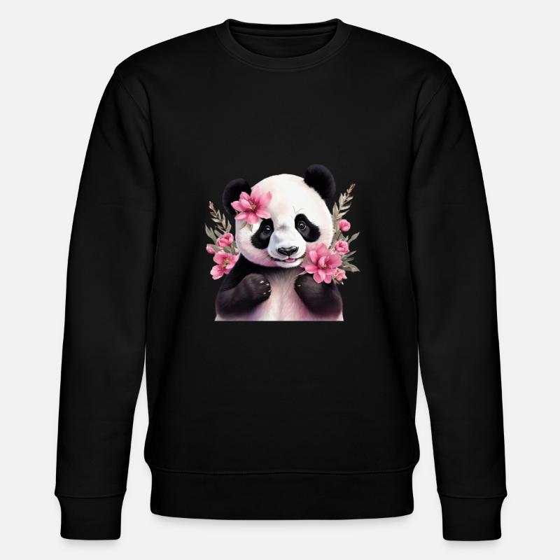 Niedlicher Panda - Stanley/Stella Unisex Bio-Sweatshirt CHANGER  - Schwarz