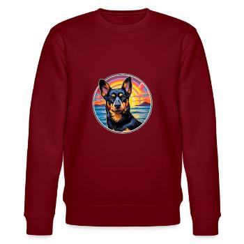 Lancashire Heeler Hund Rasse Bunte Karikatur Wasser - Stanley/Stella Unisex Bio-Sweatshirt CHANGER  - Burgunderrot - Vorne - Nik (191cm) & Marisol (170cm)