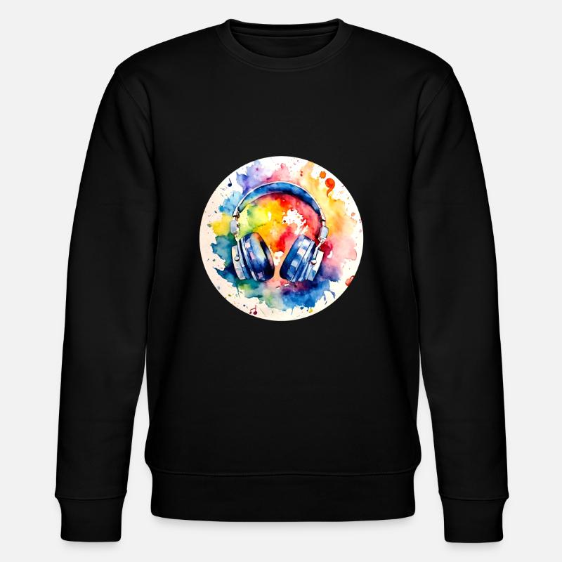 Bunte Kopfhörer Musik - Stanley/Stella Unisex Bio-Sweatshirt CHANGER - Schwarz