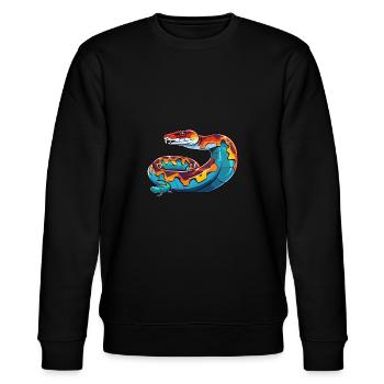 Anakonda Buntes Aquarell Cartoon Kawaii Tier - Stanley/Stella Unisex Bio-Sweatshirt CHANGER  - Schwarz - Vorne - Nik (191cm) & Marisol (170cm)