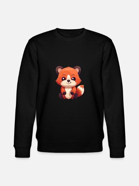 Röd Panda Söt Lycklig Kawaii Tecknad Clipart Djur - Ekologisk sweatshirt CHANGER unisex från Stanley/Stella - svart