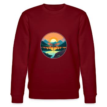 Dragonfly Colorful Watercolor Cartoon Kawaii Pet - Stanley/Stella CHANGER Unisex Organic Sweatshirt - burgundy - Front - Nik (191cm) & Marisol (170cm)