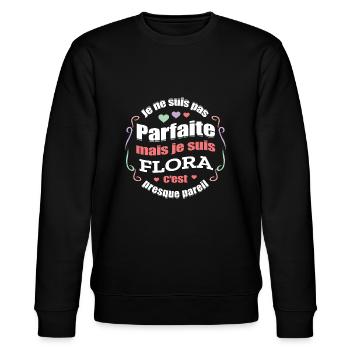 FLORA PARFAITE - PRENOM FLORA - Sweat bio CHANGER Stanley/Stella Unisexe - noir - Devant - Nik (191cm) & Marisol (170cm)