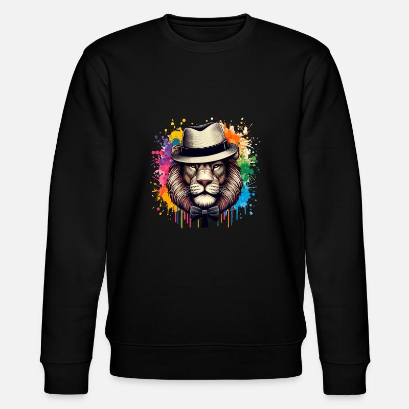 Löwe mit Fliege - Stanley/Stella Unisex Bio-Sweatshirt CHANGER  - Schwarz