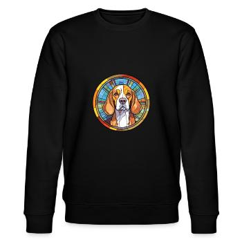 Beagle Harrier Hunderasse Buntes Glas Bunt Wa - Stanley/Stella Unisex Bio-Sweatshirt CHANGER  - Schwarz - Vorne - Nik (191cm) & Marisol (170cm)