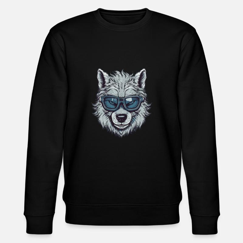 Wolf Brille - Stanley/Stella Unisex Bio-Sweatshirt CHANGER  - Schwarz