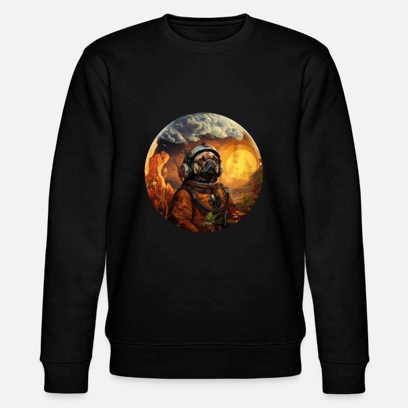 Mops Austronaut - Stanley/Stella Unisex Bio-Sweatshirt CHANGER  - Schwarz