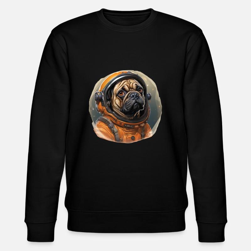 Mops Austronaut - Stanley/Stella Unisex Bio-Sweatshirt CHANGER  - Schwarz