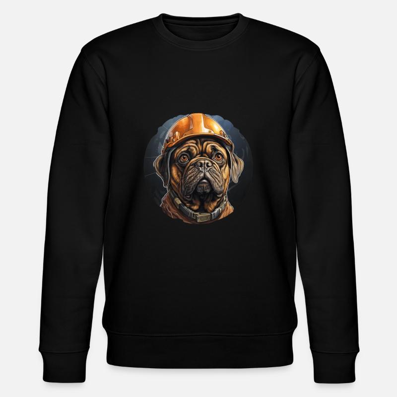 Mops als Baumeister - Stanley/Stella Unisex Bio-Sweatshirt CHANGER  - Schwarz