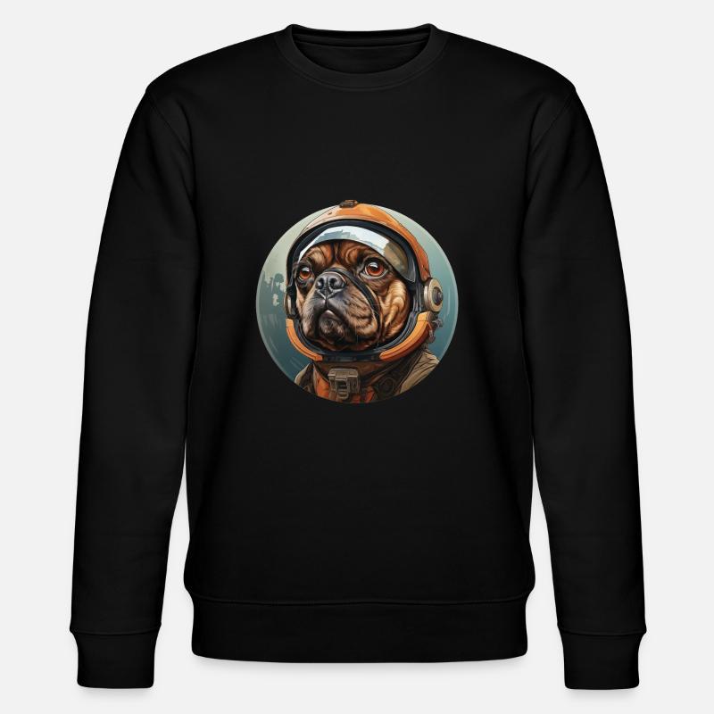 Mops Austronaut - Stanley/Stella Unisex Bio-Sweatshirt CHANGER  - Schwarz