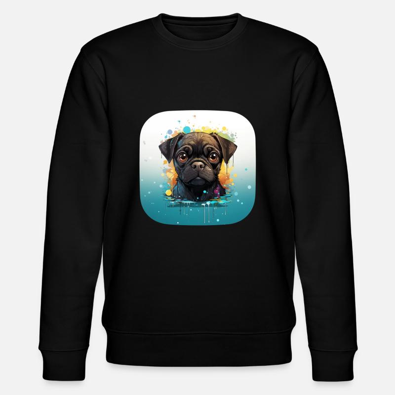 Mignon petit chiot carlin - Sweat bio CHANGER Stanley/Stella Unisexe - noir