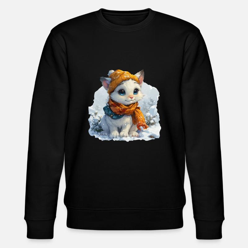 Cute kitten in winter - Stanley/Stella CHANGER Unisex Organic Sweatshirt - black