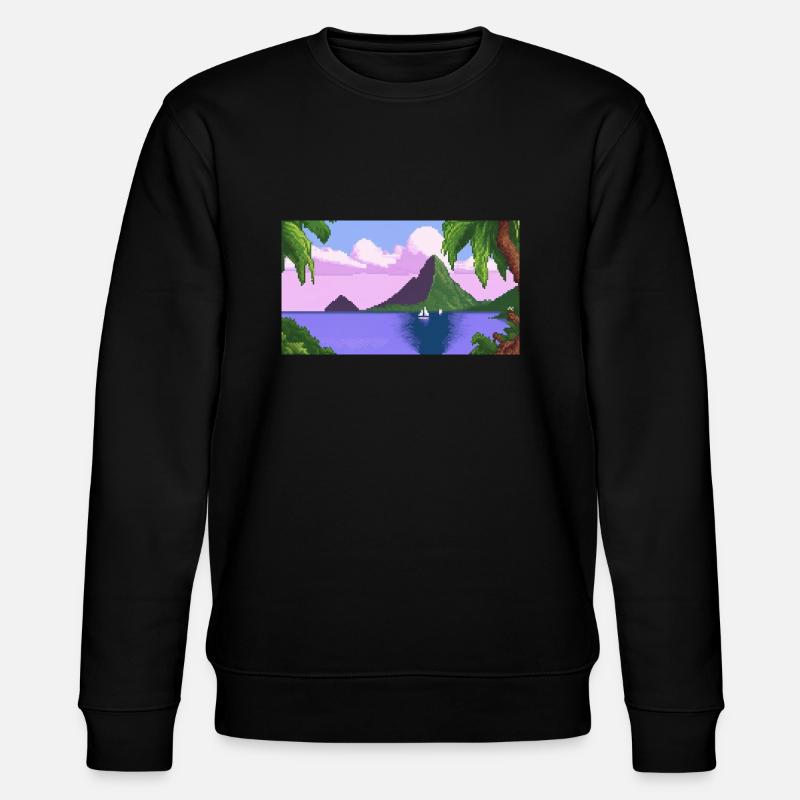 Piton ,St lucia - Pixel Art - Stanley/Stella CHANGER Unisex Organic Sweatshirt - black