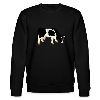 Kuh - Stanley/Stella Unisex Bio-Sweatshirt CHANGER  - Schwarz - Vorne - Nik (191cm) & Marisol (170cm)