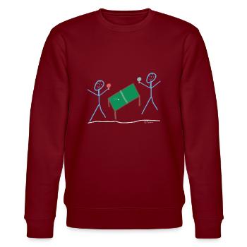 Tischtennis Strichmännchen Sport Ping Pong Spiel - Stanley/Stella Unisex Bio-Sweatshirt CHANGER  - Burgunderrot - Vorne - Nik (191cm) & Marisol (170cm)