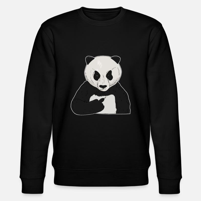 Mürrischer Pandabär mit Mittelfinger - Stanley/Stella Unisex Bio-Sweatshirt CHANGER  - Schwarz