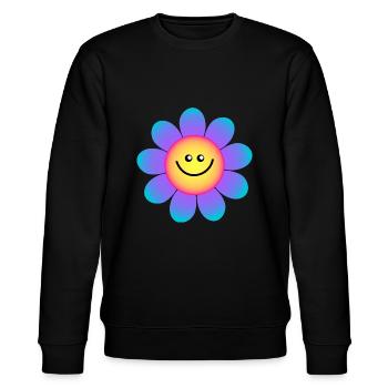 Glücklich Lila blau Gänseblümchen Blume - Stanley/Stella Unisex Bio-Sweatshirt CHANGER  - Schwarz - Vorne - Nik (191cm) & Marisol (170cm)