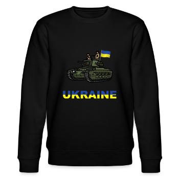Ukrainischer Panzer - Unterstützung für die Ukraine - Stanley/Stella Unisex Bio-Sweatshirt CHANGER  - Schwarz - Vorne - Nik (191cm) & Marisol (170cm)