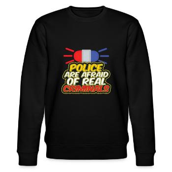Police Are Afraid Of Real Criminals Blue Red Light - Stanley/Stella CHANGER Unisex Organic Sweatshirt - black - Front - Nik (191cm) & Marisol (170cm)