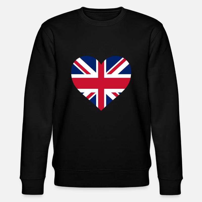 Großbritannien Herz - Stanley/Stella Unisex Bio-Sweatshirt CHANGER  - Schwarz