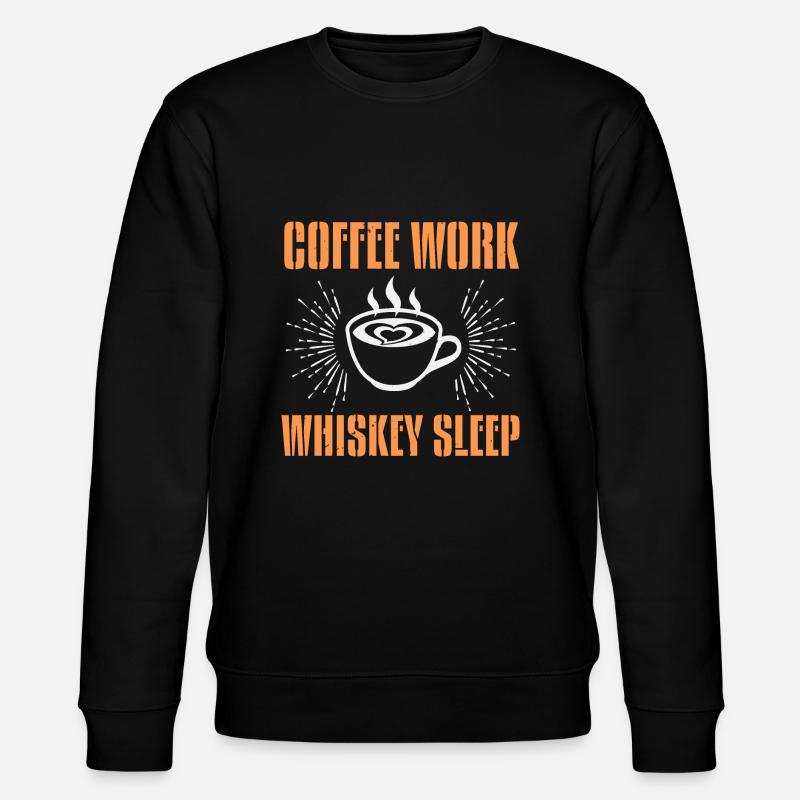 KAFFEEARBEIT WHISKEY SCHLAF - Stanley/Stella Unisex Bio-Sweatshirt CHANGER  - Schwarz