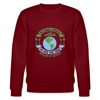 NATURAL FORCES WITHIN US ARE THE TRUE HEALERS OF - Stanley/Stella CHANGER Unisex Organic Sweatshirt - burgundy - Front - Nik (191cm) & Marisol (170cm)