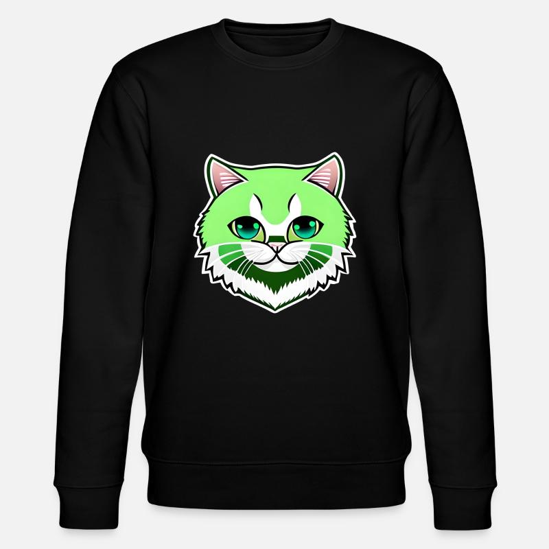 mignon petit chat vert - Sweat bio CHANGER Stanley/Stella Unisexe - noir