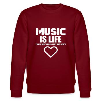 Logo Music is Life Heart - Sweat bio CHANGER Stanley/Stella Unisexe - bordeaux - Devant - Nik (191cm) & Marisol (170cm)