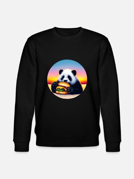 Panda at Cheeseburger Sunset - Stanley/Stella CHANGER Unisex Organic Sweatshirt - black