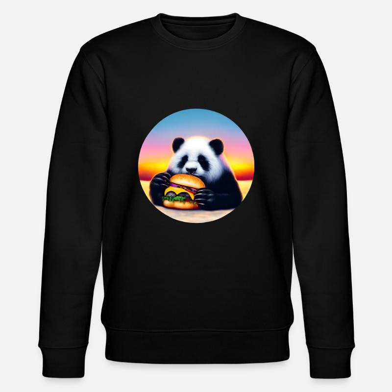 Panda au Cheeseburger Sunset - Sweat bio CHANGER Stanley/Stella Unisexe - noir