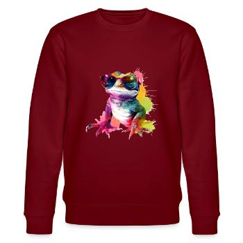 Rako die Eidechse - Stanley/Stella Unisex Bio-Sweatshirt CHANGER  - Burgunderrot - Vorne - Nik (191cm) & Marisol (170cm)